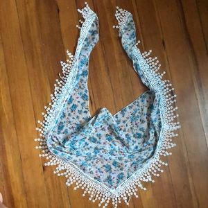 Floral and lace scarf